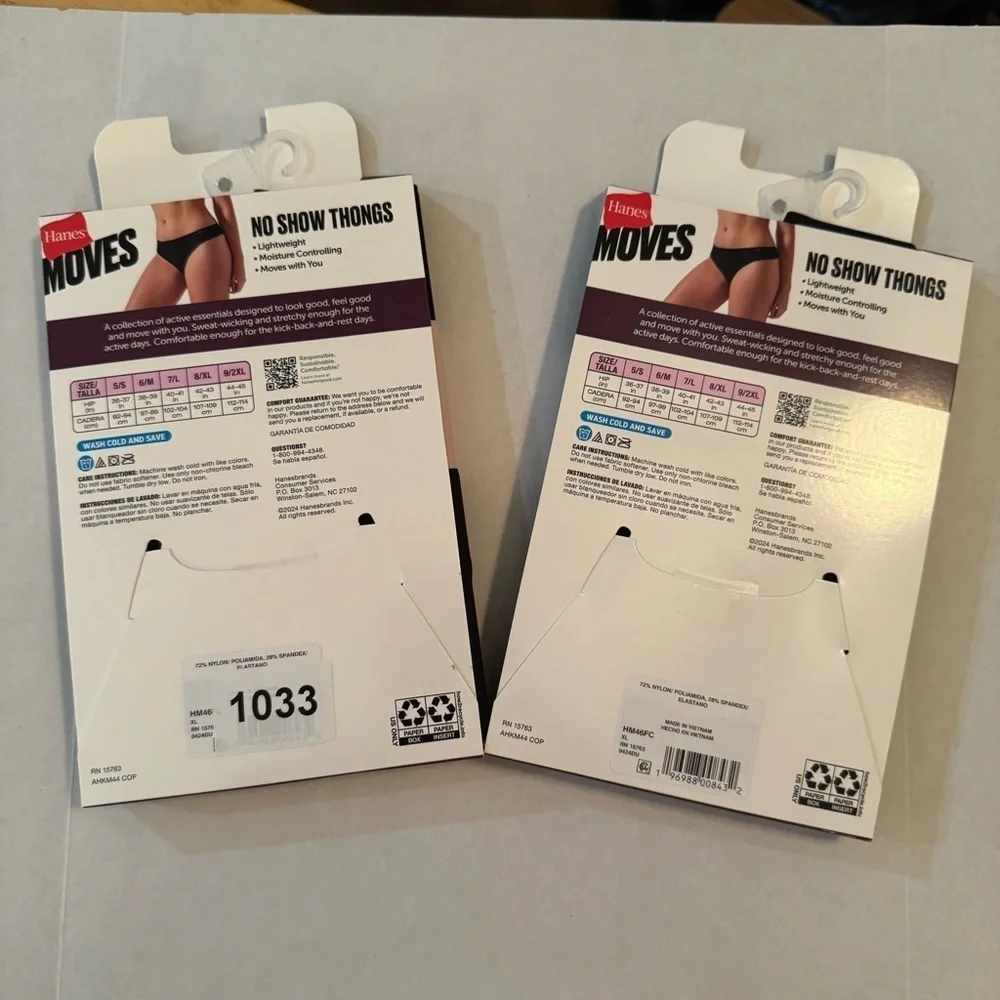 2 Hanes Moves Women’s No Show Thong Underwear, 3-Pack